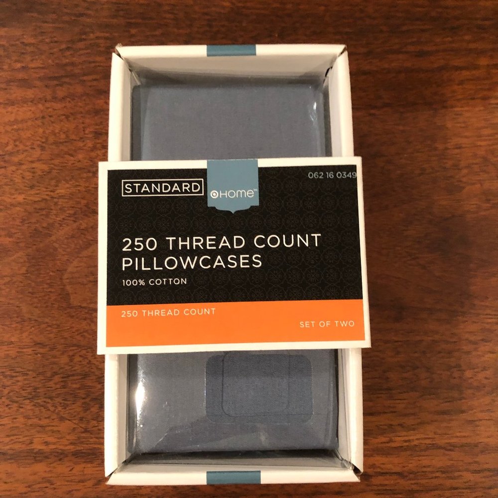 Target Home 250 Thread Count Standard Pillowcases 100% Cotton - Blue